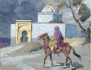 " Cavalier Devant Le Marabout, Maroc ". " Cavalier Devant Le Marabout, Maroc ".