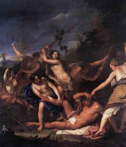 Orpheus and the Bacchantes (detail) by Gregorio Lazzarini