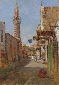 A Section of the main Street of the Fatimid area of al-Qahira (the heart of historic Cairo) with the Mosque of al-Fakahani