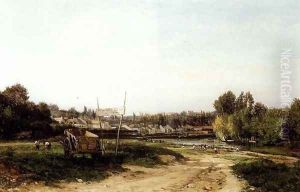 Landscape with workers in a field, 1876