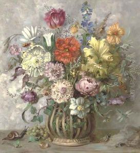 Summer flowers in a vase by Henri Lehmann