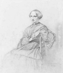 A portrait of a seated lady by Henri Lehmann
