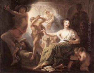 Hercules Protects Painting from Ignorance and Envy 1763 by Andries Cornelis Lens