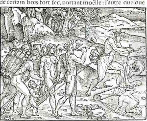 Indian Natives Making Fire After Hunting by Jacques le Moyne de Morgues