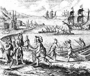 English Trading with Indians of the West Indies by Jacques le Moyne de Morgues