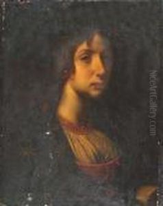 Portrait Of A Young Lady Wearing
Green Head Dress And Pleated Silk Chemise Tied By A Red Band And
Beneath A Star Patterned Blue Tunic Portrait Of A Young Lady Wearing
Green Head Dress And Pleated Silk Chemise Tied By A Red Band And
Beneath A Star Patterned Blue Tunic