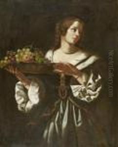 Portrait Of A Lady With Bowl Of Fruit by Carlo Dolci