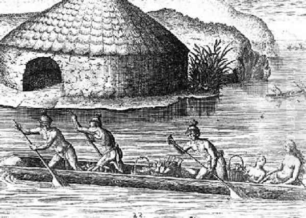 Florida Indians Storing their Crops in the Public Granary - view 1