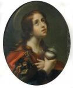 The Penitent Magdalen Oil On Board 20 X 16cm Provenance: Privatecollection by Carlo Dolci
