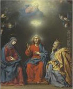 The Holy Family With God The Father And The Holy Spirit Above: A Sacra Conversazione by Carlo Dolci