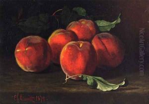 Table Top Still Life of Peaches by Edward Chalmers Leavitt
