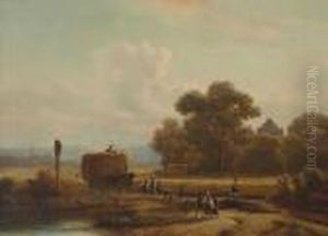 Getreideernte In Vorgebirgslandschaft by Anton Doll