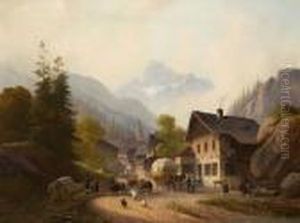 Reges Treiben Im Gebirgsdorf by Anton Doll