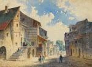 Auf Der Strase In Einem Kleinen Stadtchen by Anton Doll