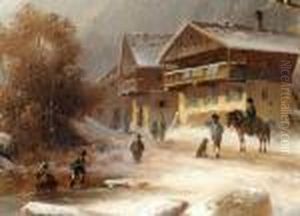 Wintervergnugen Am Gebirgssee by Anton Doll