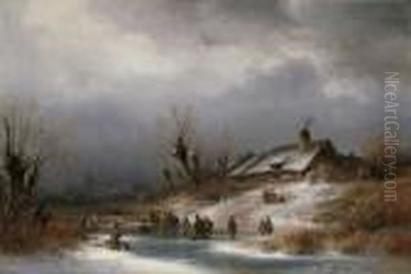 Winterfreuden. Signiert Unten Rechts: Anton Doll Munchen. Ol Auf Leinwand. H 58; B 87 - view 1