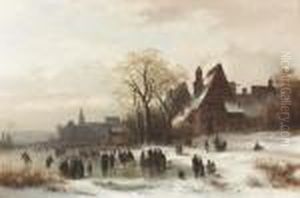 Winterliches Eisvergnugen. by Anton Doll