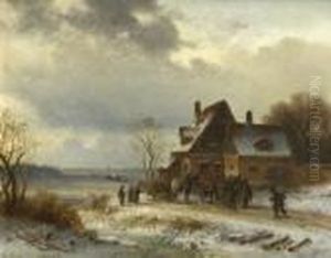 Winterlandschaft Mit
 Jagdgesellschaft