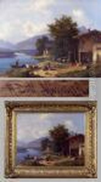 "bergbauernhof Im Sommer "
Romantische Gebirgslandschaft Mit Reicher Personenstaffage - view 1