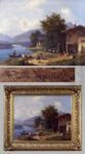 "bergbauernhof Im Sommer "
Romantische Gebirgslandschaft Mit Reicher Personenstaffage by Anton Doll