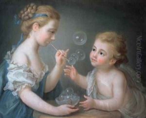 Children blowing bubbles by Etienne Liotard