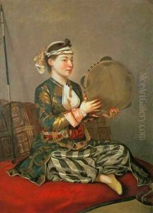 Turkish Woman with a Tambourine 2 by Etienne Liotard