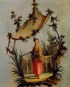 A Woman With A Bird by Jean-Baptiste Le Prince