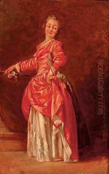 A lady in a red dress in an interior - view 1