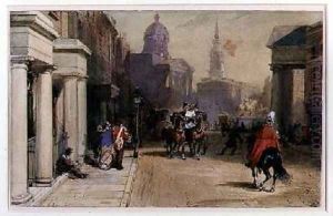 Trafalgar Square from Pall Mall by Eugene Louis Lami