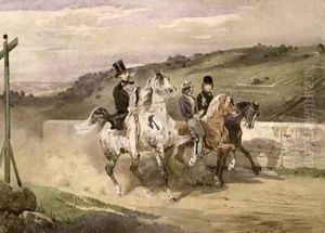 Horace Vernet and his Children Riding in the Country by Eugene Louis Lami
