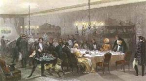 The High Table at the Hotel des Princes by Eugene Louis Lami