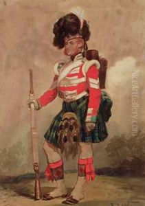 A Soldier of the 79th Highlanders at Chobham Camp in 1853 by Eugene Louis Lami
