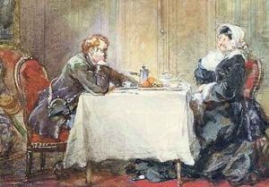 Alfred de Musset 1810-57 and George Sand 1804-76 at the Table by Eugene Louis Lami