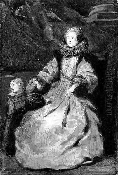 Portrait of Marchesa Catarina Durazzo-Adorno and her two children, after Van Dyck - view 1
