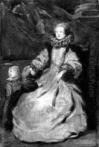 Portrait of Marchesa Catarina Durazzo-Adorno and her two children, after Van Dyck by Eugene Louis Lami