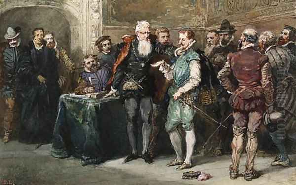 A Duel outside the Tour de Nesle, Paris; and An Assembly - view 1