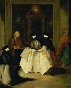 Masked Figures in a Venetian Coffee House by Pietro Longhi