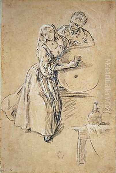Wine-pourer with a Young Man - view 1