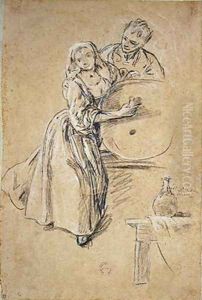 Wine-pourer with a Young Man by Pietro Longhi
