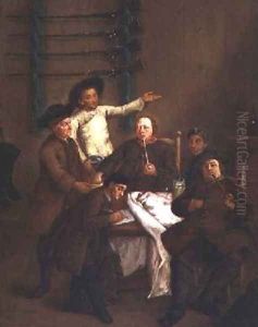 The Hunters Drawing Numbers by Pietro Longhi