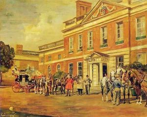 A Coach and Four Outside a Country House by Molly M. Latham