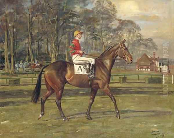 A racehorse with jockey up - view 1