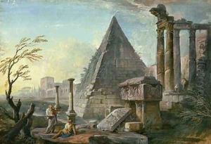 Pyramid of Caius Cestius at Rome by Jean-Baptiste Lallemand