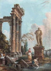 A capriccio with the Temple of Concord and the Farnese Hercules
