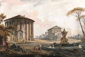 A Capriccio with the Temple of Cybel on Piazza della Bocca della Verita, the Barberini Fountain, the Temple of Antoninus and Faustina