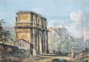 The Forum with the Arch of Constantine, peasants in the foreground by Jean-Baptiste Lallemand