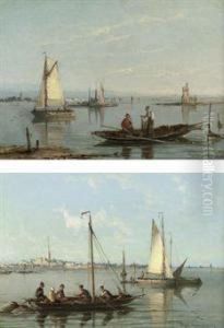 View Of Schiedam Near The Scheldt; And The Lighthousetussendam by William Raymond Dommersen