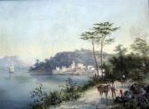 Italian Lake Scene by William Raymond Dommersen