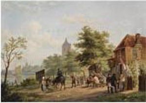 Figures Near An Inn by William Raymond Dommersen
