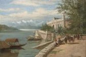 Travellers Resting Before Lake Como by William Raymond Dommersen